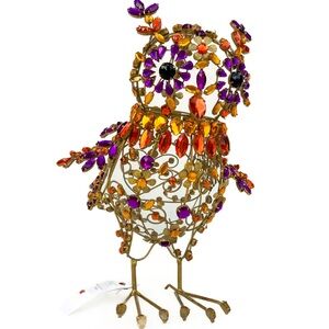 Pier 1 Handcrafted Jeweled Owl Decor Metal Gem Rhinestone Fall Pier One